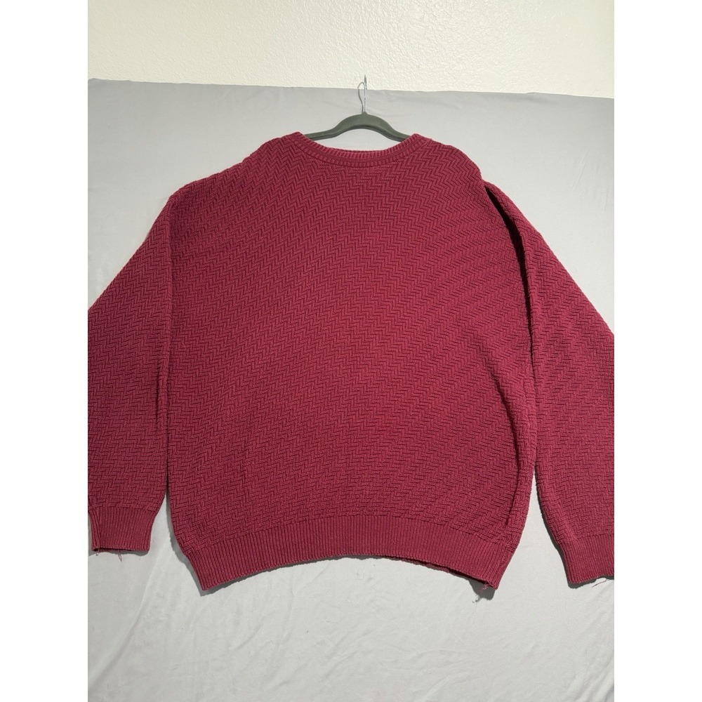 bill blass red burgandy knit heavy ls sweater, 100% cotton, men's xlt